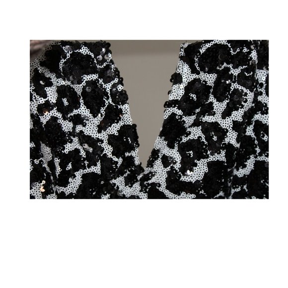 GUESS, Black and White Sequin Bustier Peplum, Size M - Picture 3 of 4